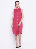 Rosyalps Pink Sleeveless Shirt Dress